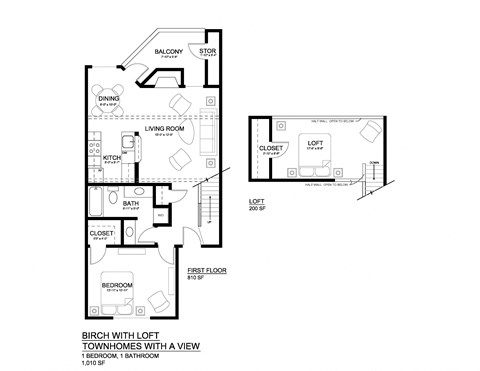 Townhomes with a View Birch with Loft Floor Plan